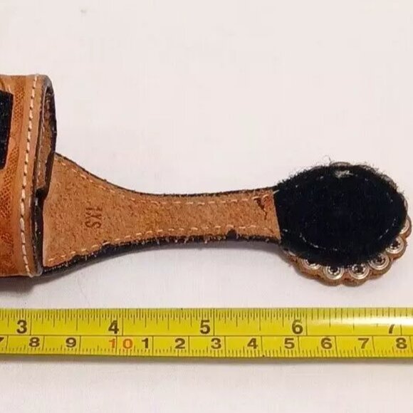 VTG Tooled Brown Tan Leather Western Cowboy Decor Flip Phone Holster Belt Clip - Picture 9 of 11